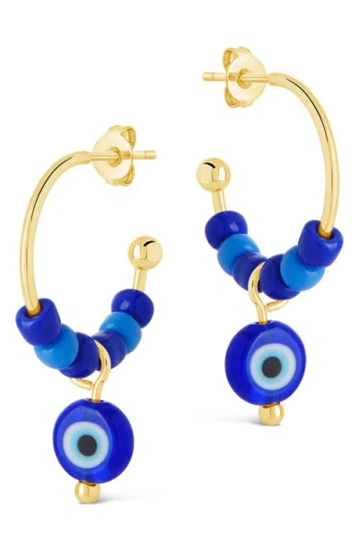 Sterling Forever Sibyl Evil Eye Drop Beaded Hoop Earrings