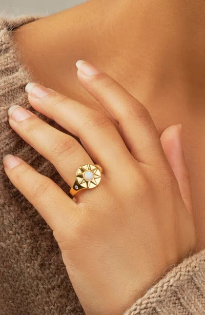 Sterling Forever Sunni Opal Signet Ring