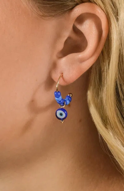 Sterling Forever Sibyl Evil Eye Drop Beaded Hoop Earrings