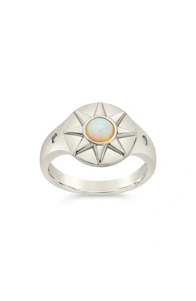 Sterling Forever Sunni Opal Signet Ring
