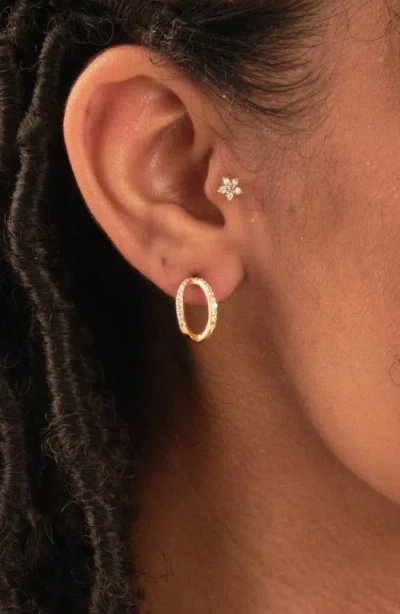 Sterling Forever Cubic Zirconia Pyramid Huggie Hoop Earrings