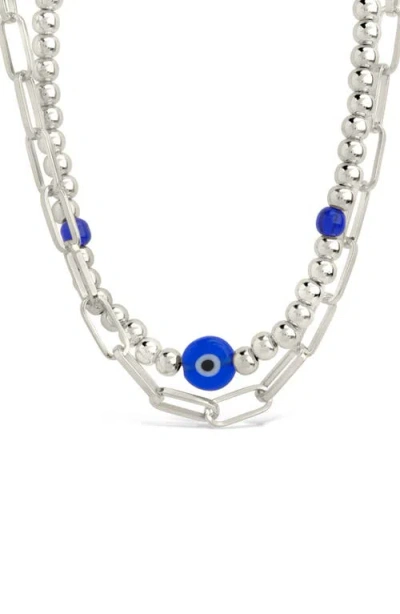 Sterling Forever Sibyl Evil Eye Layered Necklace