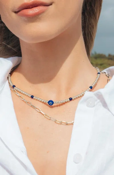 Sterling Forever Sibyl Evil Eye Layered Necklace