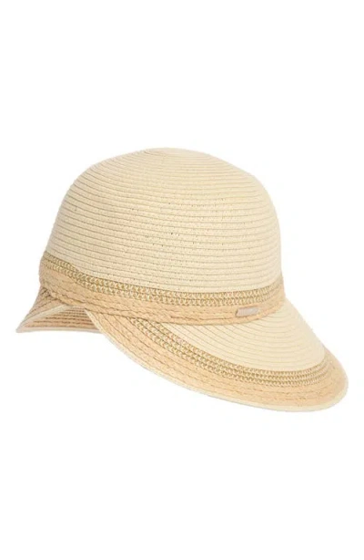 Calvin Klein Metallic Raffia Straw Reader Hat