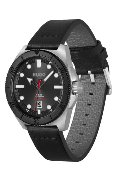 Hugo Boss Boss Visit Leather Strap Watch, 44mm