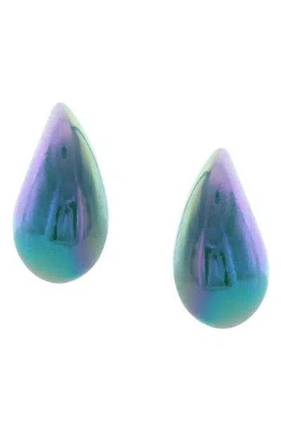 Olivia Welles Linea Puffy Teardrop Stud Earrings