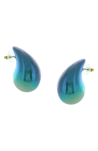 Olivia Welles Linea Puffy Teardrop Stud Earrings