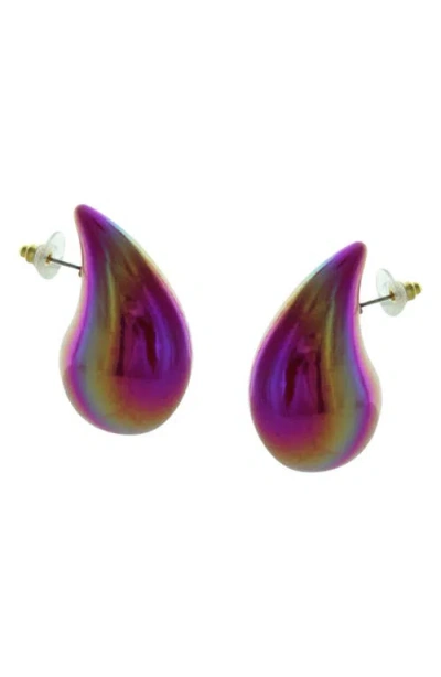 Olivia Welles Linea Puffy Teardrop Stud Earrings