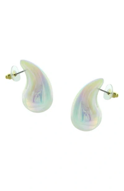 Olivia Welles Linea Puffy Teardrop Stud Earrings