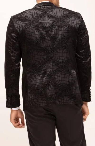 Ron Tomson Geometric Flocked Shawl Collar Formal Jacket