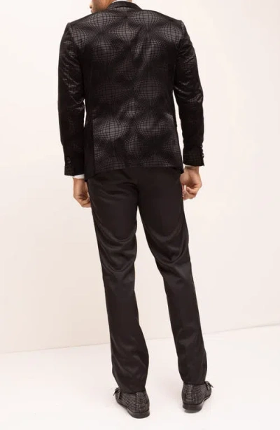 Ron Tomson Geometric Flocked Shawl Collar Formal Jacket