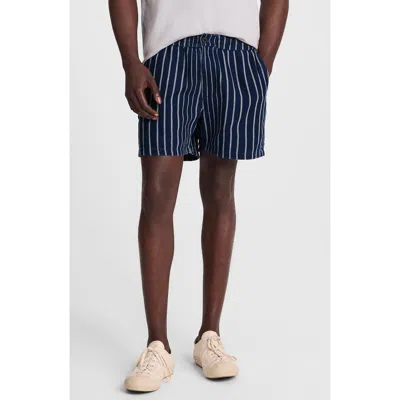 Madewell Everywear Shorts In Stripe Indigo Canvas Indigo In Blue