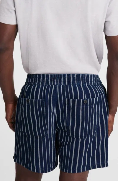 Madewell Everywear Shorts In Stripe Indigo Canvas Indigo In Blue