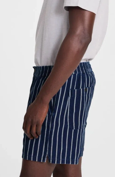 Madewell Everywear Shorts In Stripe Indigo Canvas Indigo In Blue