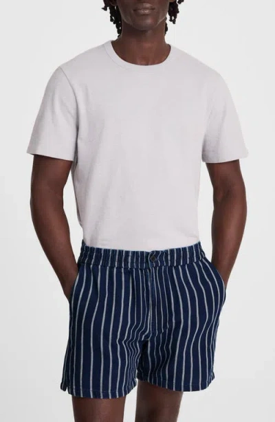 Madewell Everywear Shorts In Stripe Indigo Canvas Indigo In Blue