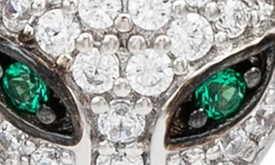 Suzy Levian White Sterling Silver Cubic Zirconia Panther Stud Earrings