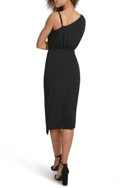Siena Ity One Shoulder Midi Dress In Black