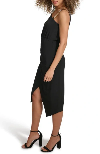 Siena Ity One Shoulder Midi Dress In Black