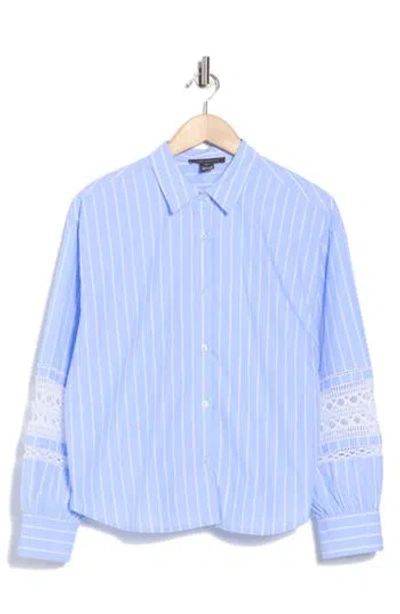 French Connection Oversize Lace Trim Button-up Shirt