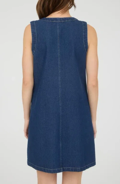 Blu Pepper Sleeveless Button Front Denim Minidress