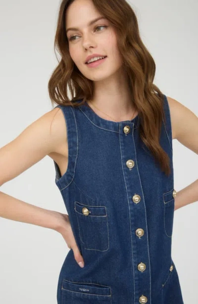 Blu Pepper Sleeveless Button Front Denim Minidress