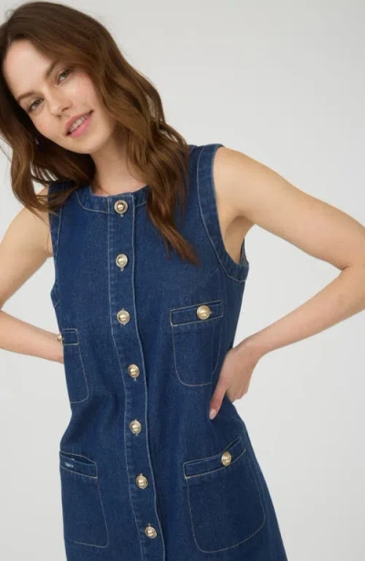 Blu Pepper Sleeveless Button Front Denim Minidress
