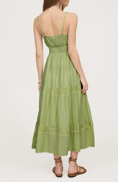Blu Pepper Tiered Midi Sundress In Green