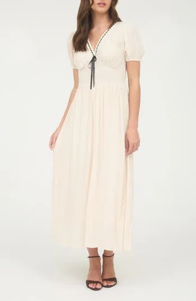 Blu Pepper Puff Sleeve A-line Midi Dress