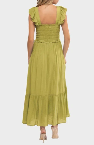 August Sky Ruffle Cap Sleeve Fit & Flare Maxi Dress