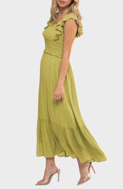 August Sky Ruffle Cap Sleeve Fit & Flare Maxi Dress