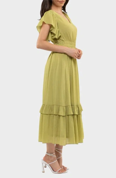 August Sky Flutter Sleeve Maxi Dress