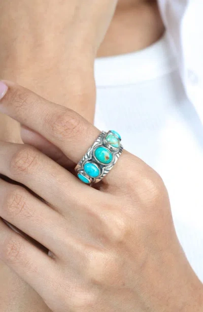Ys Gems Mohave Turquoise Cluster Band Ring