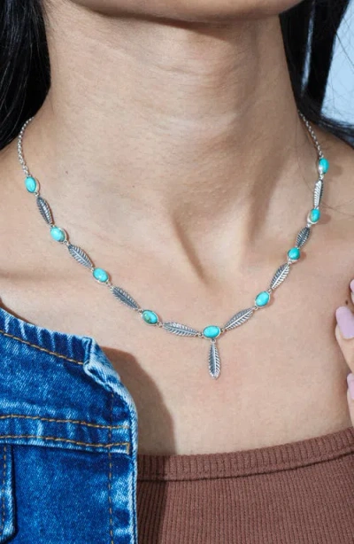 Ys Gems Turquoise Feather Link Pendant Necklace