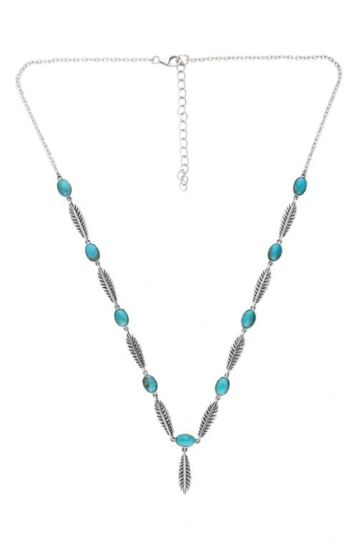 Ys Gems Turquoise Feather Link Pendant Necklace
