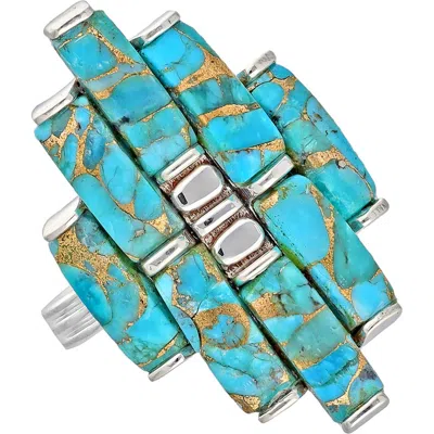 Ys Gems Copper Turquoise Cluster Ring