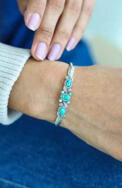Ys Gems Sterling Silver Bezel Set Turquoise Cuff Bracelet