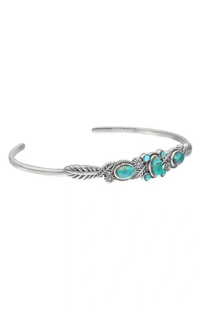 Ys Gems Sterling Silver Bezel Set Turquoise Cuff Bracelet