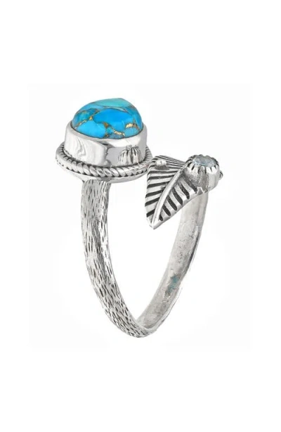 Ys Gems Turquoise Leaf Bypass Ring