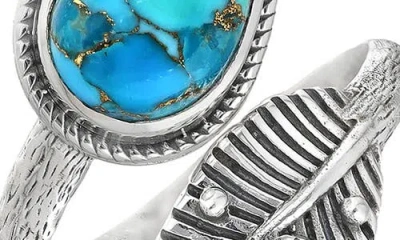 Ys Gems Turquoise Leaf Bypass Ring