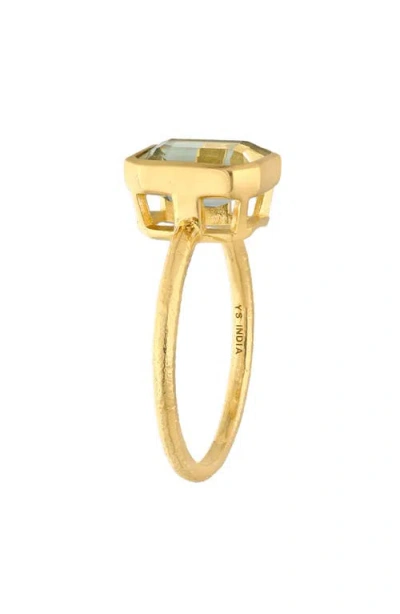 Ys Gems Green Quartz Solitaire Ring