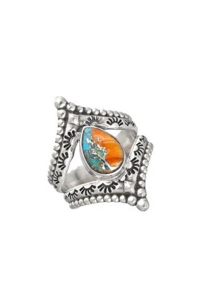Ys Gems Oyster Copper Turquoise Beaded Ring