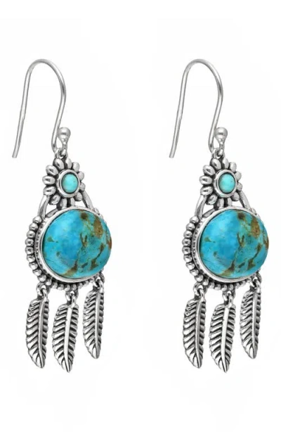 Ys Gems Turquoise Feather Drop Earrings
