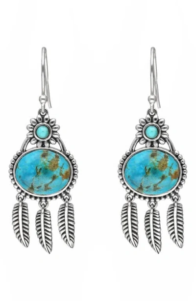 Ys Gems Turquoise Feather Drop Earrings