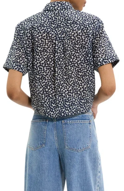 Theory Geometric Tie Front Button-up Shirt