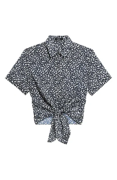 Theory Geometric Tie Front Button-up Shirt
