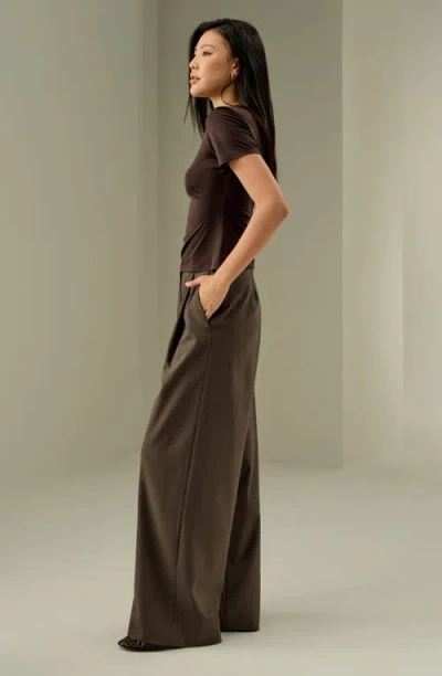 Lilysilk Slim Fitted Silk Jersey Tee In Brown