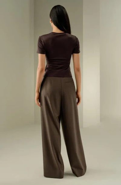 Lilysilk Slim Fitted Silk Jersey Tee In Brown