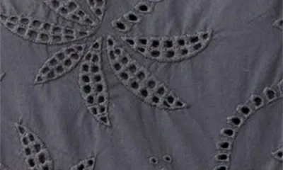 Marine Layer Rosette Eyelet Pima Cotton Midi Sundress In Gray