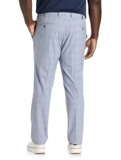 Synrgy By Dxl Big & Tall Plaid Machine-washable Suit Pants In Blue