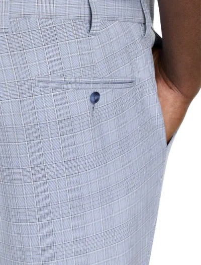 Synrgy By Dxl Big & Tall Plaid Machine-washable Suit Pants In Blue